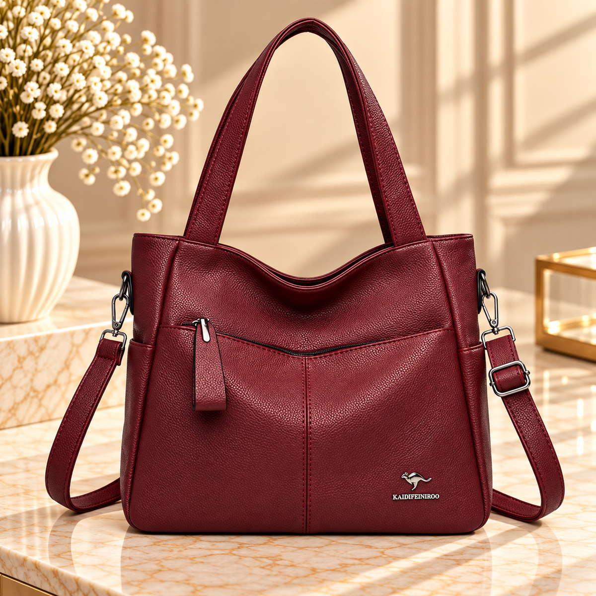 Front zipper pocket handbag