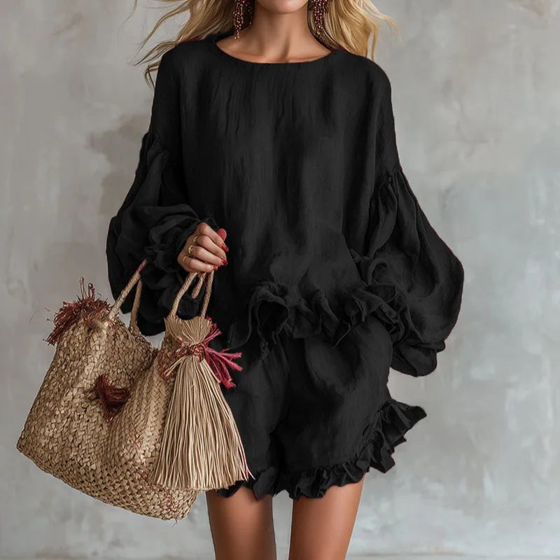 Black shorts matching set