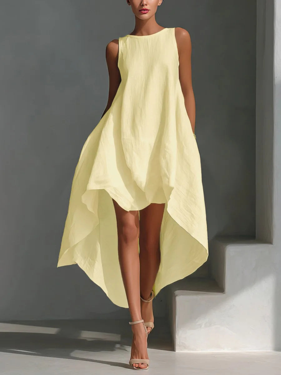 Yellow High Low Midi Dress