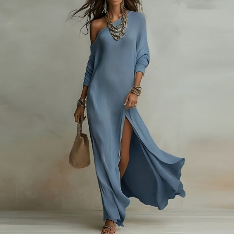 Blue one shoulder dress