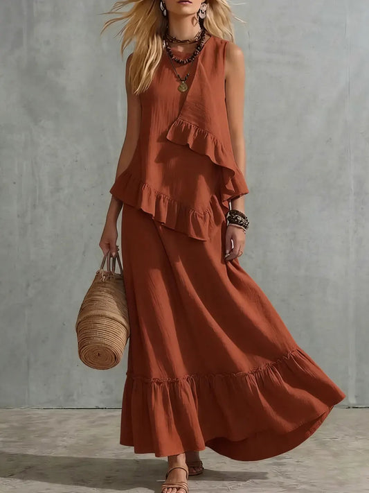 Flowy maxi skirt outfit