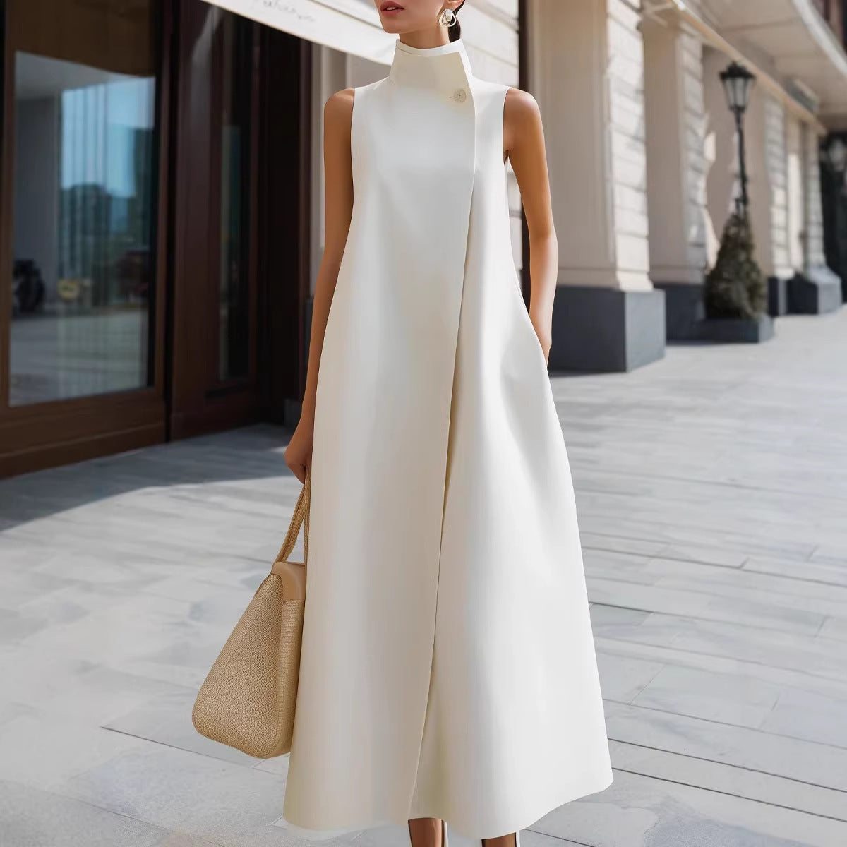 Flowing high neck dress