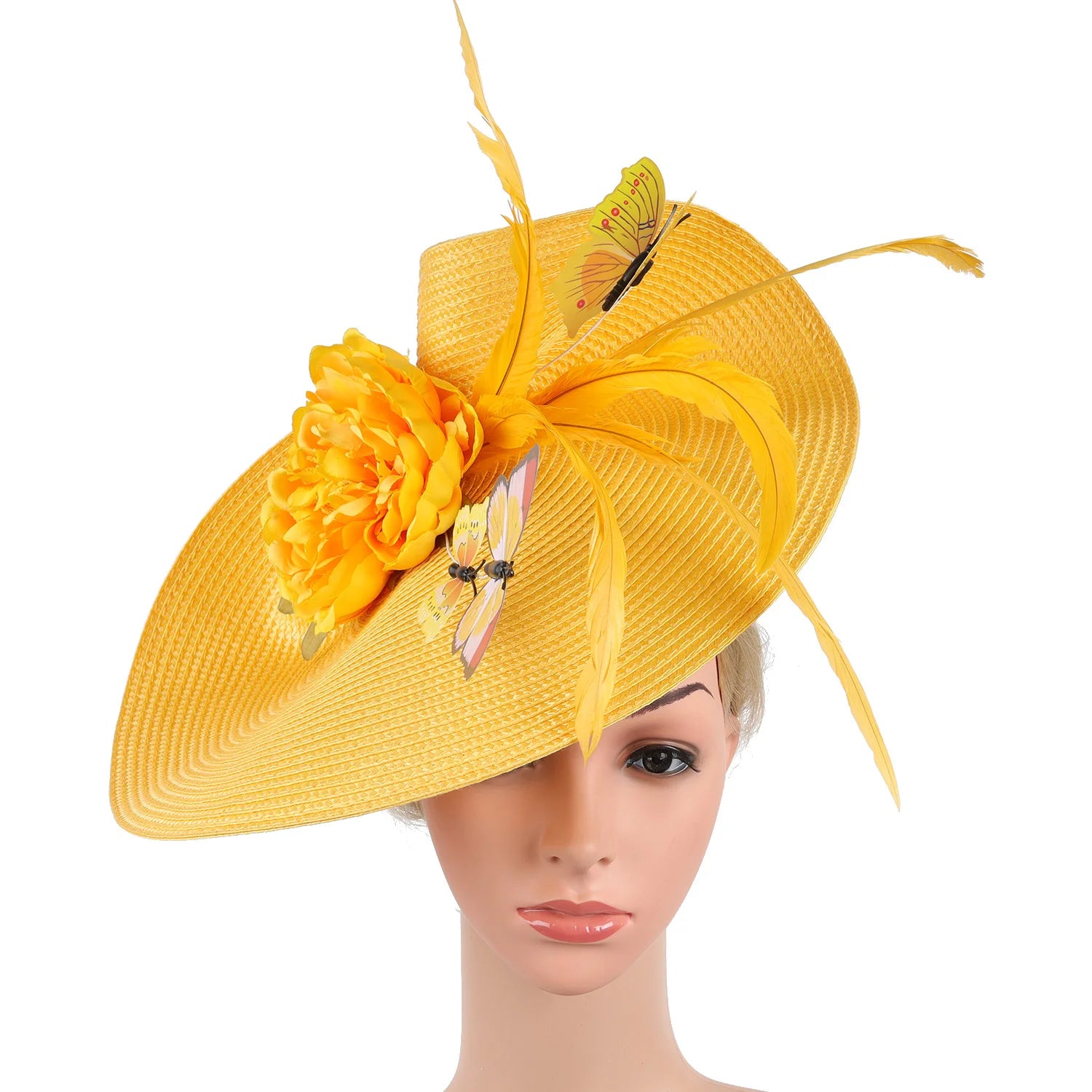 yellow floral wide brim hat