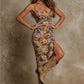 Floral ruched midi dress