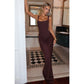Square Neck Brown Corset Dress 