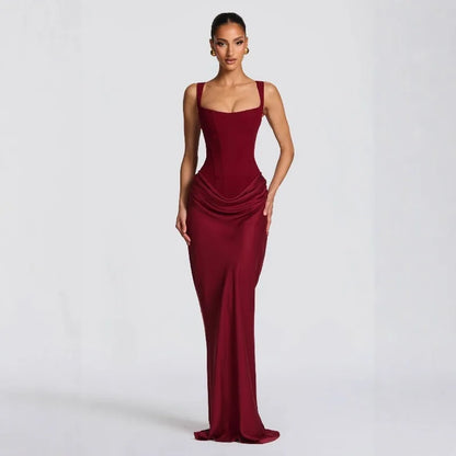 Burgundy Evening Gown Draping Detail