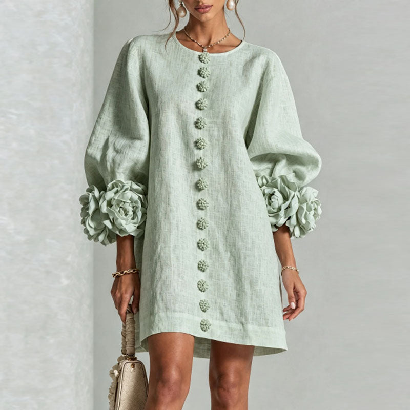 Balloon sleeve mini shift dress