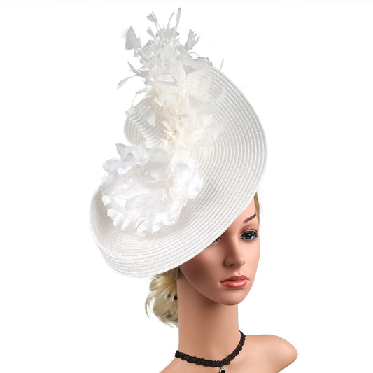 Flower feather fascinator hat