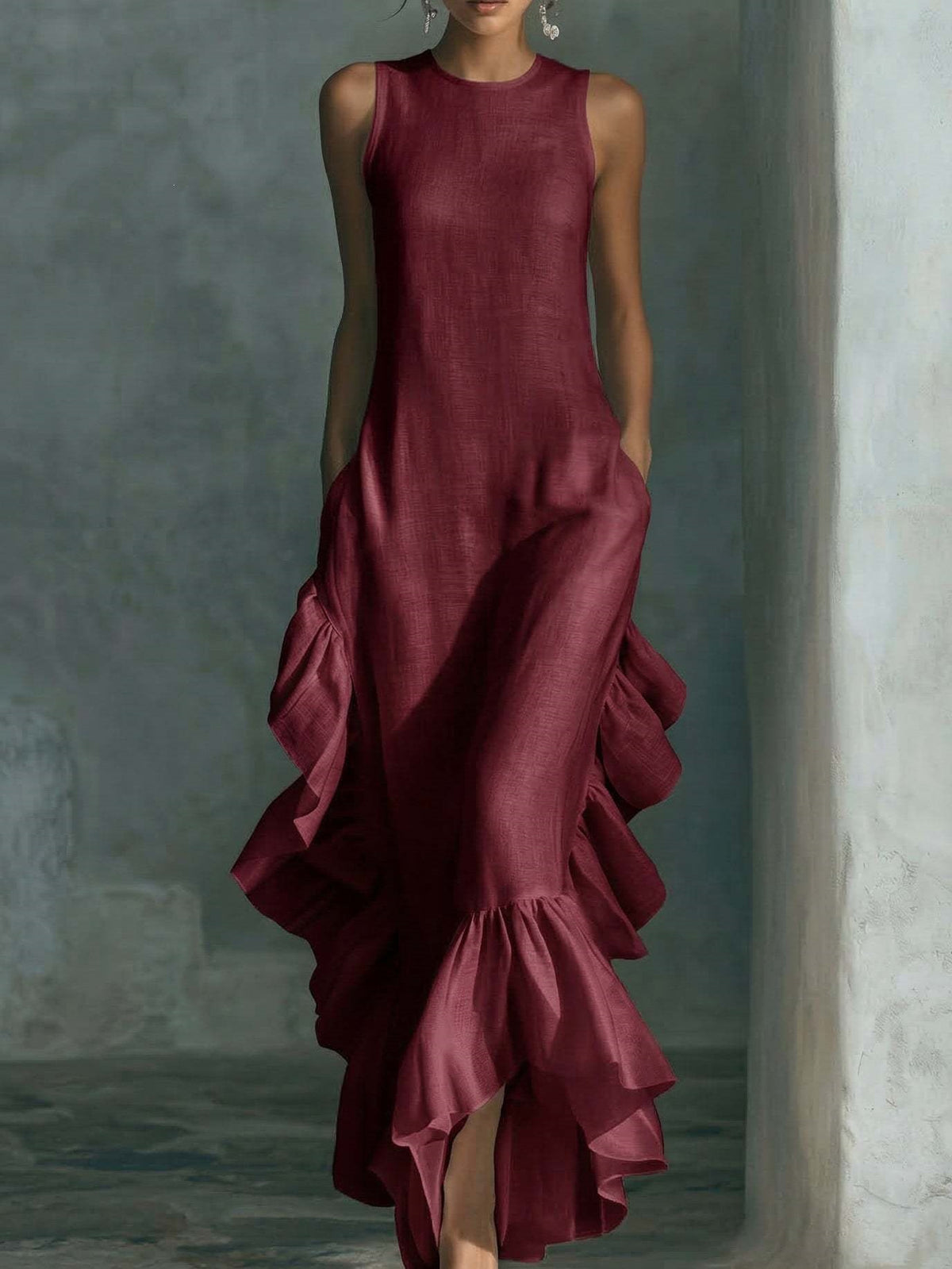Layered ruffle maxi dress