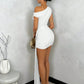 Ruched white mini dress
