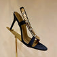 black open toe heels