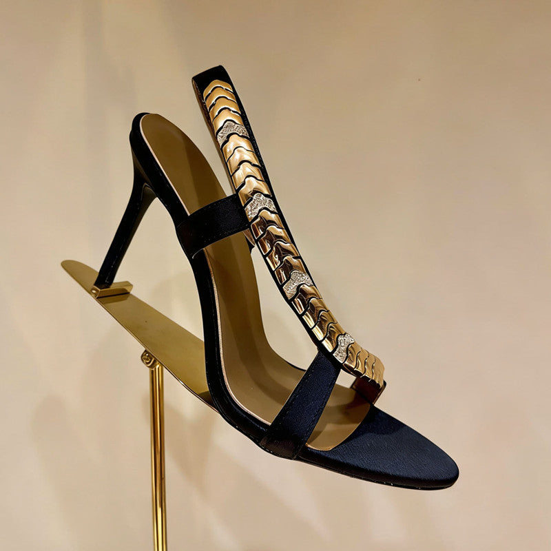 black open toe heels