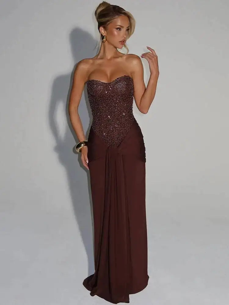  Elegant Draped Sequin Dress