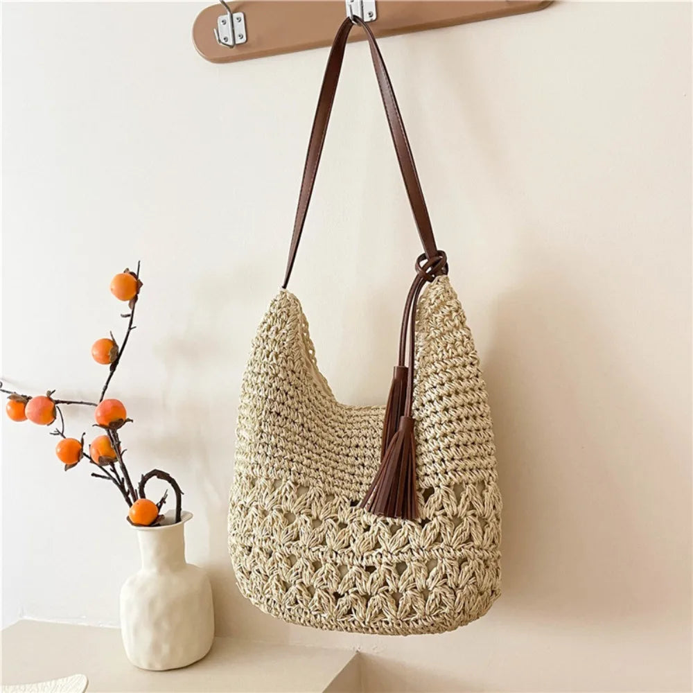 Woven Straw Shoulder Bag