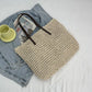 aux leather strap tote