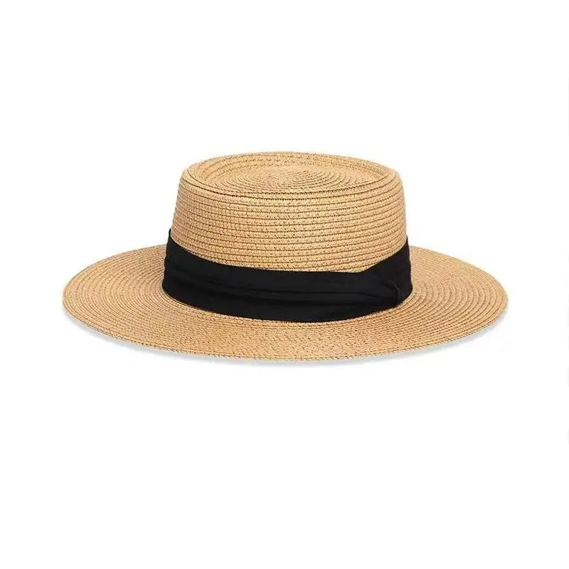 summer straw hat with black ribbon