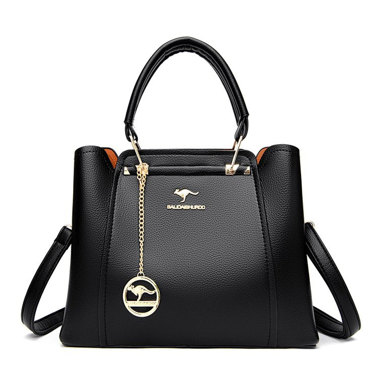 Black structured satchel handbag
