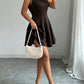 Brown A-line mini dress