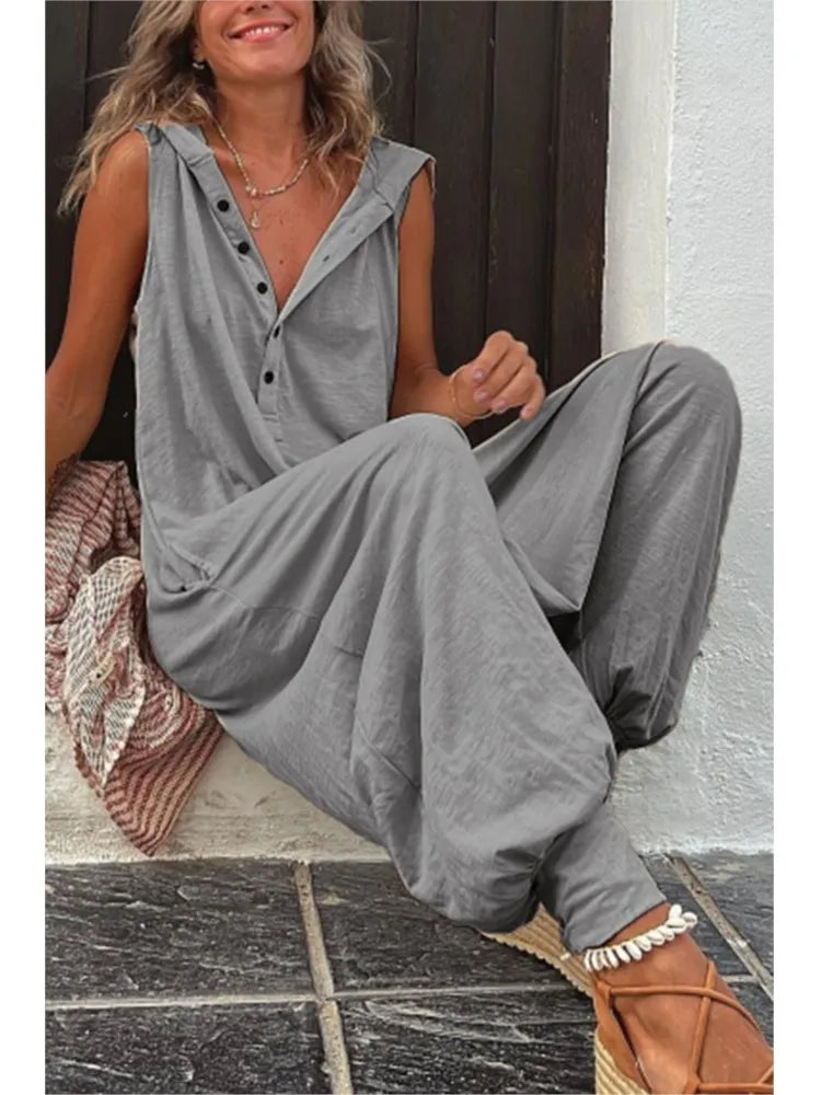 Hooded Side Pocket Jumpsuit