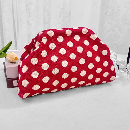 Red Polka Dot Knit Handbag