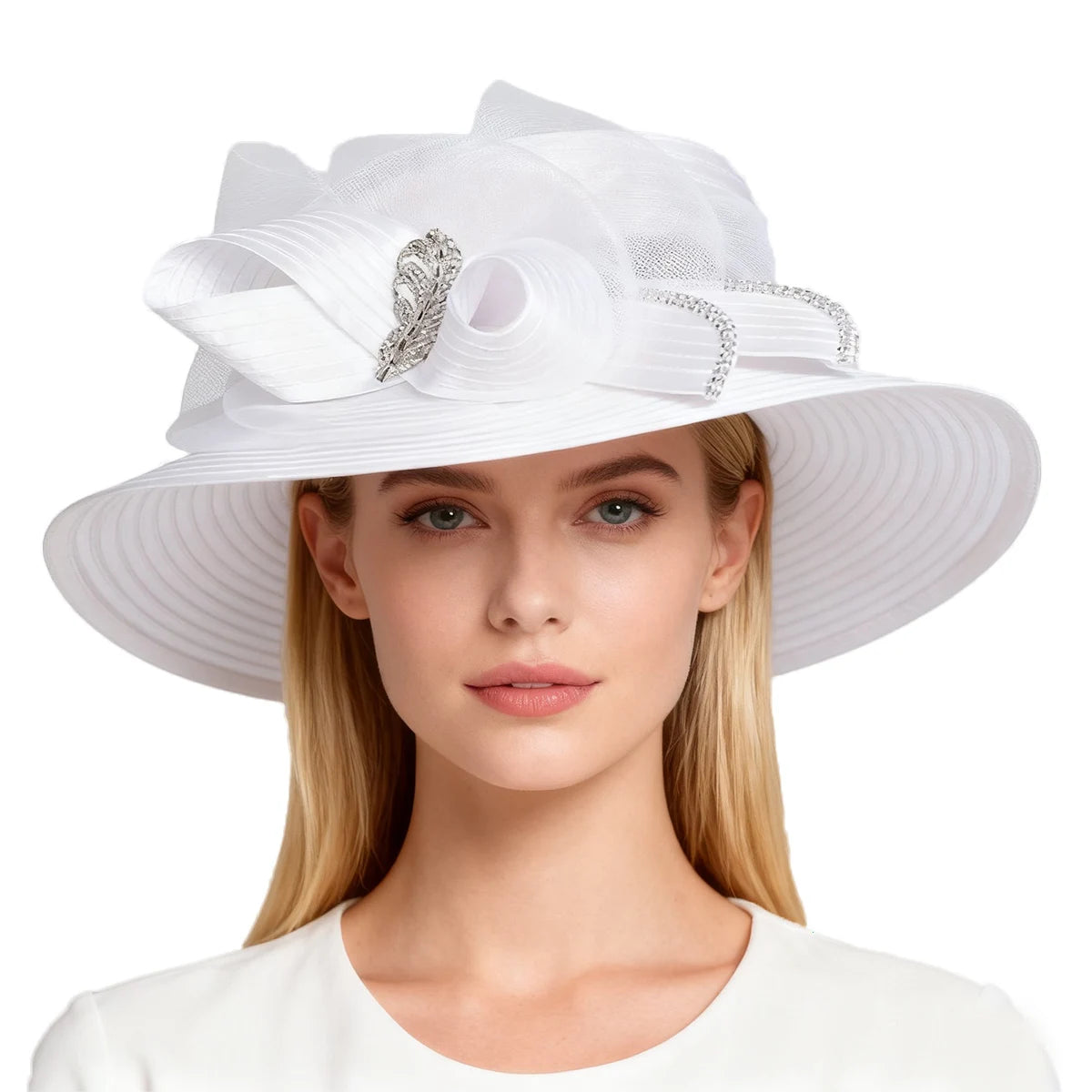 White elegant church dress hat