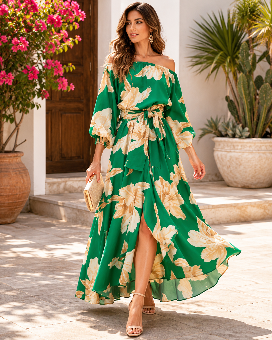 Puff sleeve boho dress