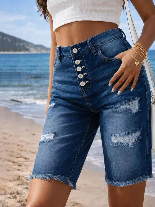 High waist denim shorts