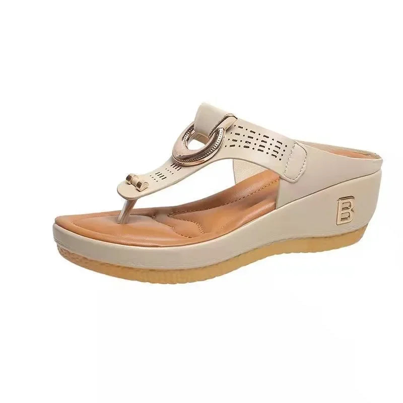 Cream comfort wedge sandals