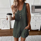 button Front Sleeveless Romper