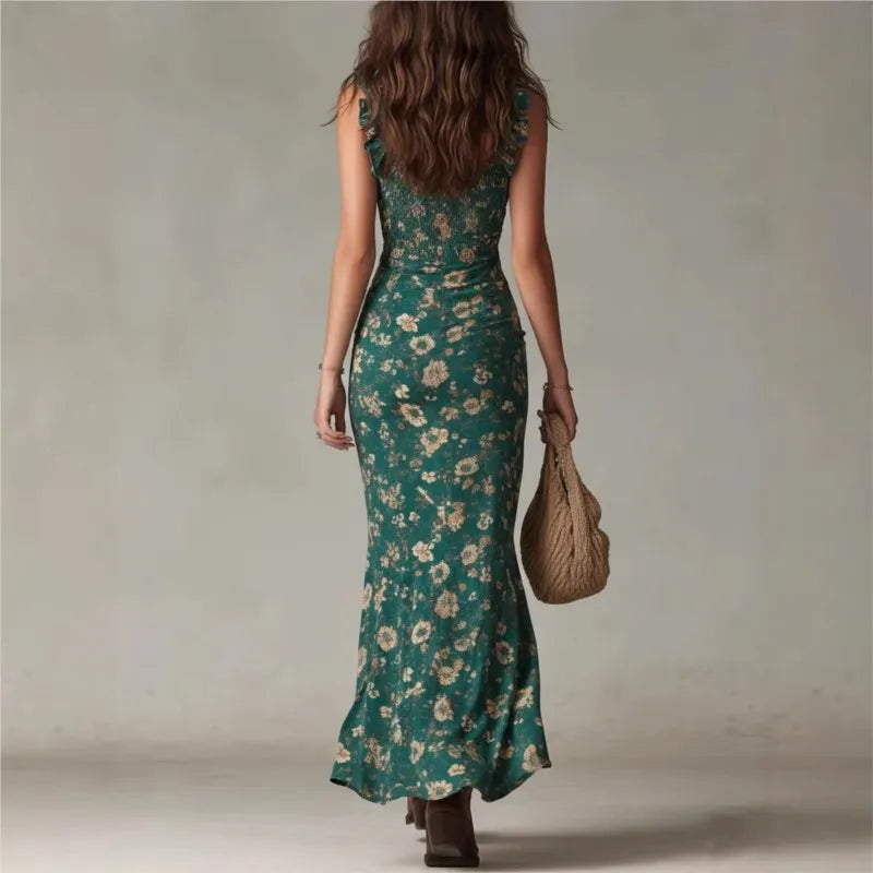 Printed Ruffle Strap Dress