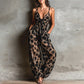 Leopard print wide leg jumpsuit