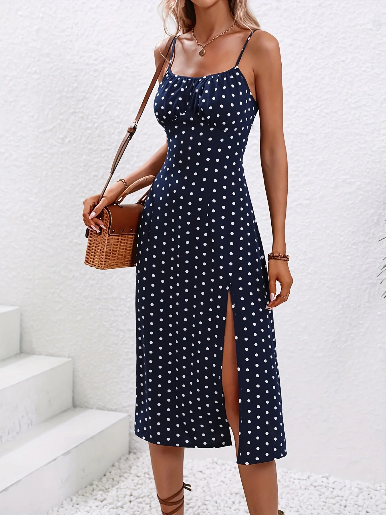 Navy Blue Polka Dot Sundress