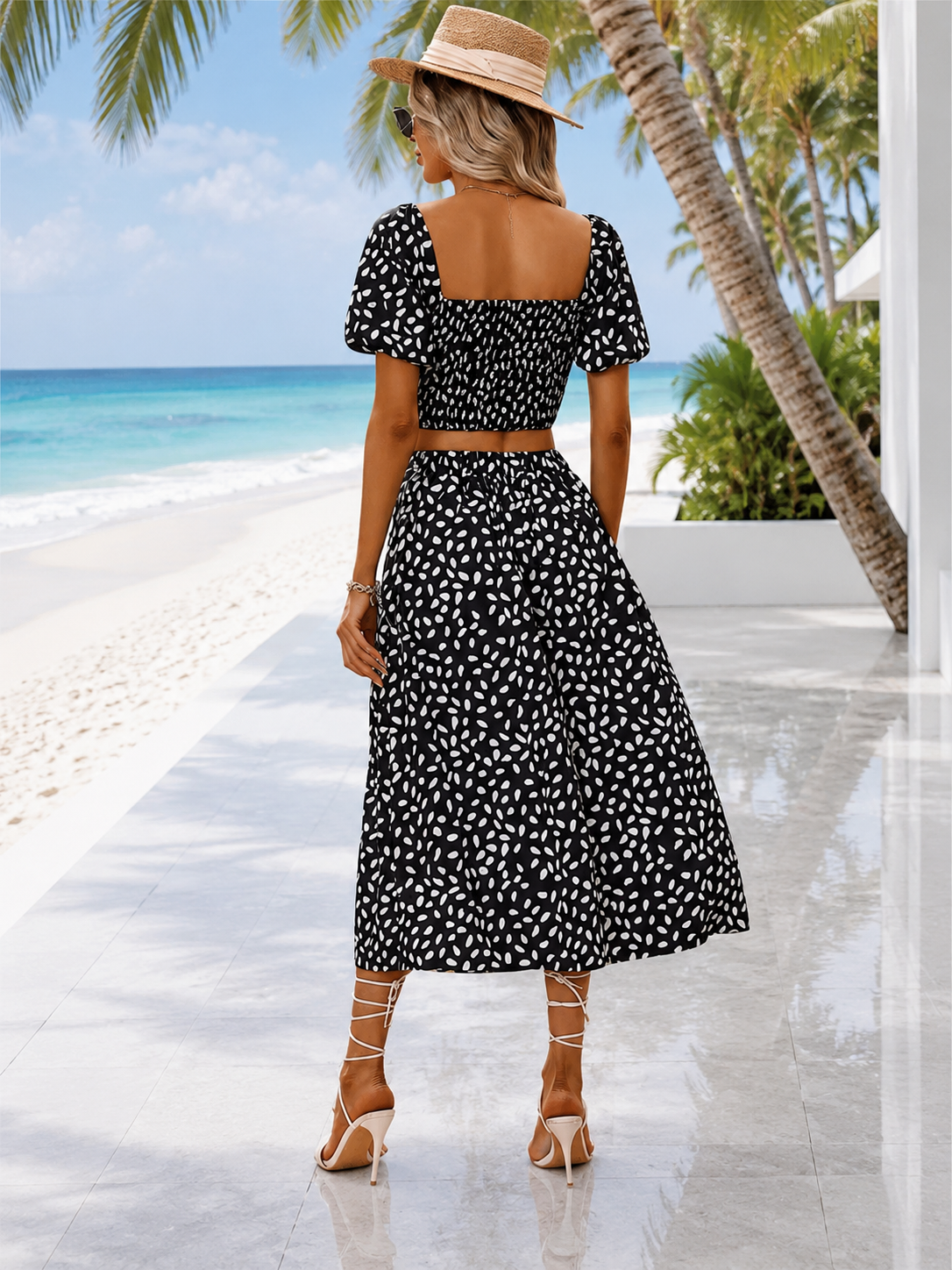 Puff sleeve skirt outfit