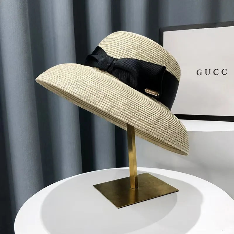 Wide brim ribbon hat