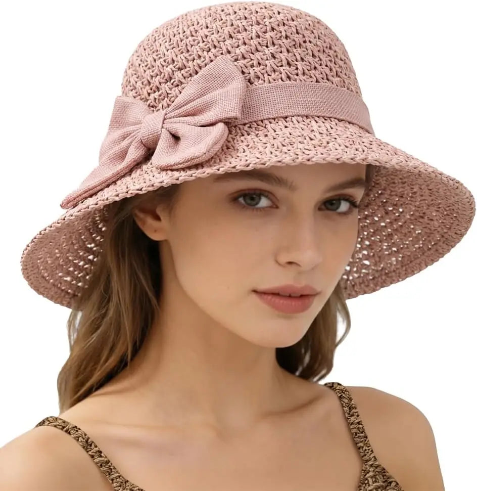 Woven ribbon beach hat