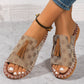 Khaki Open Toe Platform Slippers