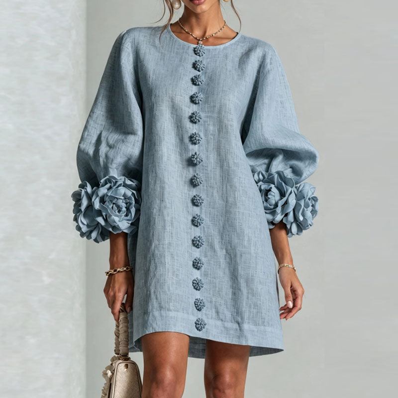 Floral appliqué sleeve mini dress