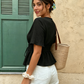 Solid black peplum top