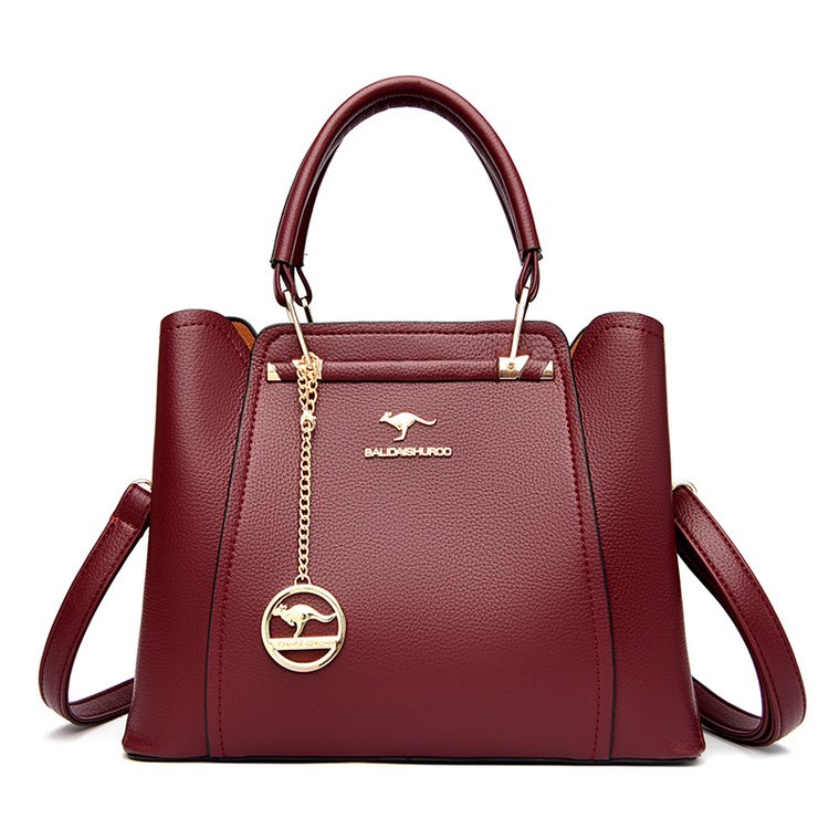 Burgundy top handle handbag