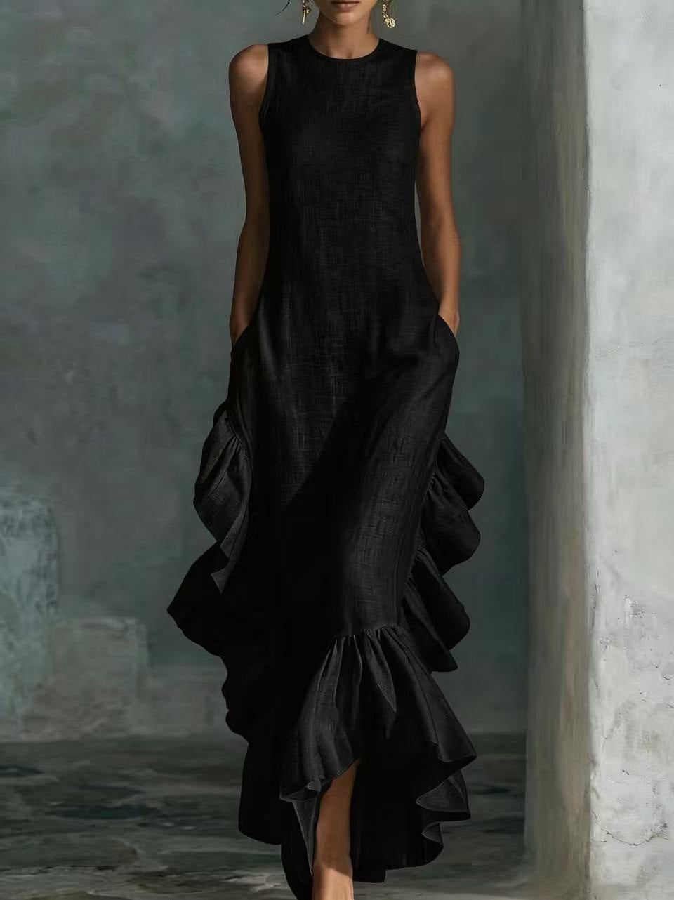 Elegant ruffle hem dress