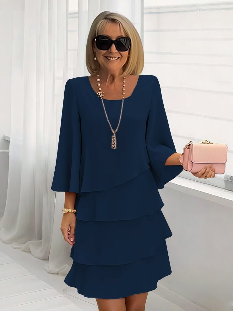 Navy tiered ruffle dress