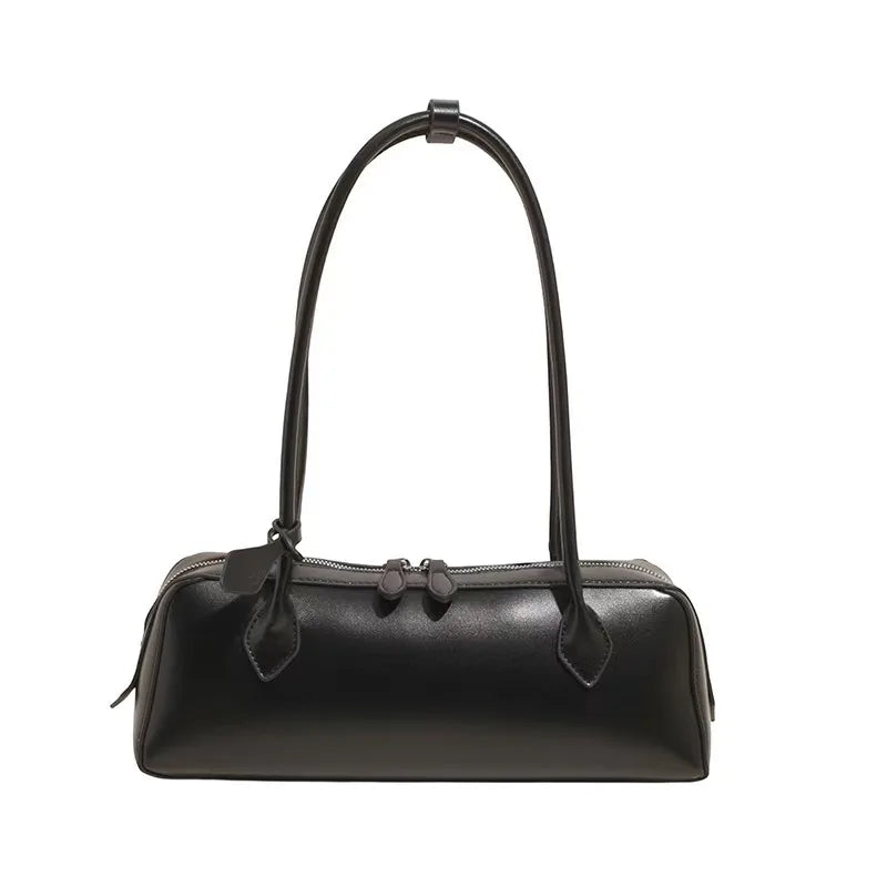 Black leather baguette purse