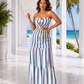 Striped Cutout Waist Maxi Dress