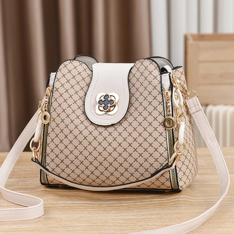Geometric Print PU Leather Bag