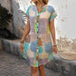 Abstract geometric short sleeve dress