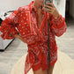 Paisley tie waist dress