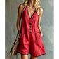 V-neck utility romper