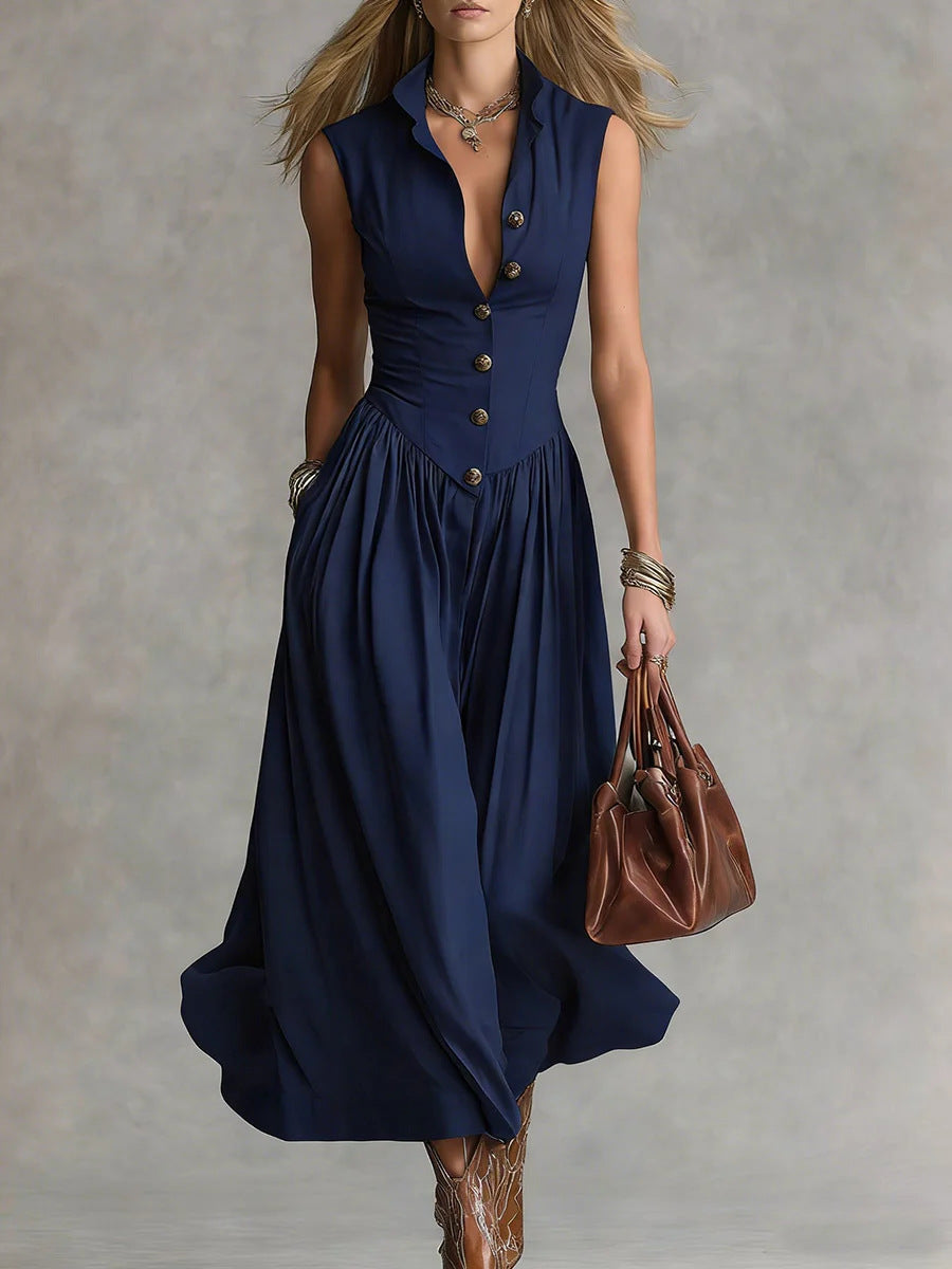 Navy flowing maxi dress