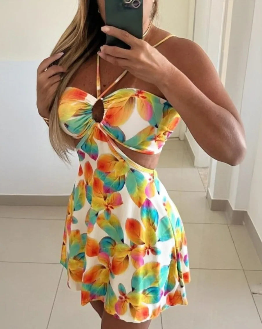 Cut Out Ring Front Floral Sundress