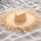 Beige Frayed Straw Hat